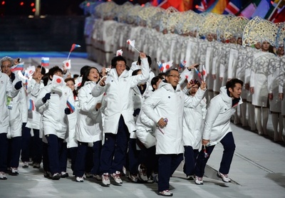 閉会式に参加した日本選手団、ソチ五輪