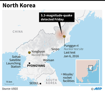 「最も強力な北の核実験」、威力は約10キロトンと韓国国防省