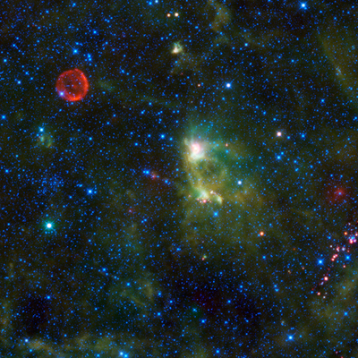 超新星「SN 1572」と星形成領域「S175」、NASA