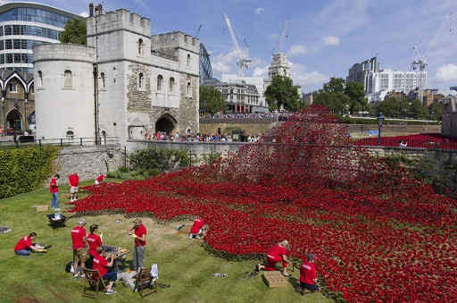 ロンドン塔埋め尽くす赤いポピー、第1次大戦100年 写真5枚 国際