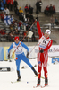 優勝を果たしガッツポーズを見せるアンデシュ・グレルセン（右）。(c)AFP/LEHTIKUVA/VESA MOILANEN