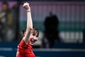 パリ五輪、卓球女子シングルス3位決定戦。勝利を喜ぶ早田ひな（2024年8月3日撮影）。(c)WANG Zhao / AFP