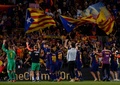 17-18スペイン1部リーグ第36節、FCバルセロナ対レアル・マドリード。試合後に歓喜するFCバルセロナの選手（2018年5月6日撮影）。(c)AFP PHOTO / Josep LAGO