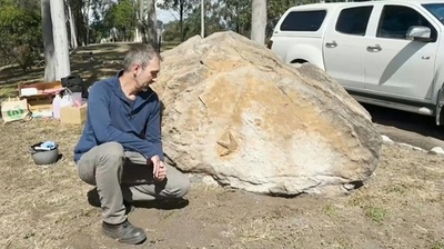 動画:学校に20年前から置かれていた岩に恐竜の足跡群 豪