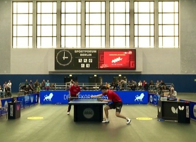 CMG年越し番組の番宣 卓球ブンデスリーガの会場内で放映