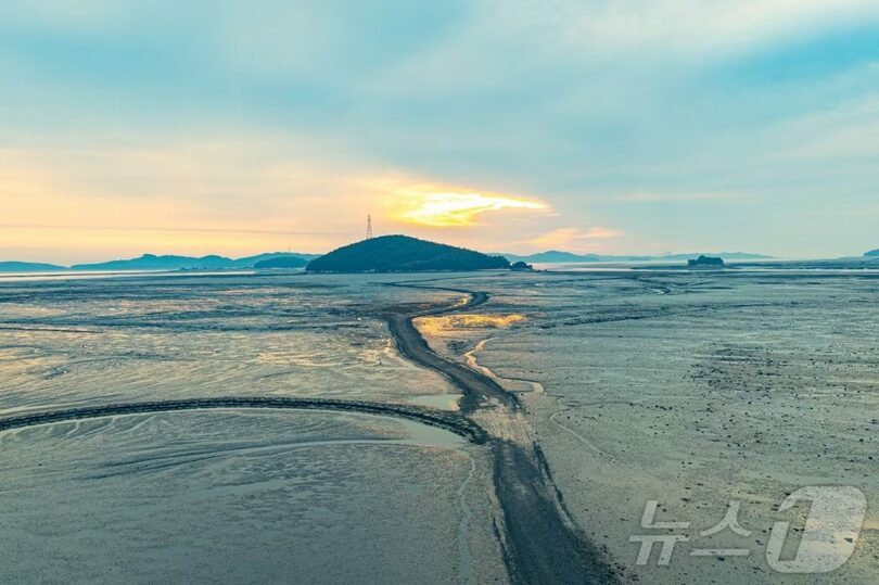 熊島海道：引き潮の時だけ姿を現す道が熊島と鳥島を結ぶ＝韓国観光公社提供(c)news1