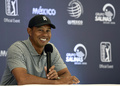 世界ゴルフ選手権シーズン第2戦、メキシコ選手権の記者会見に臨むタイガー・ウッズ（2019年2月20日撮影）。(c)ALFREDO ESTRELLA / AFP