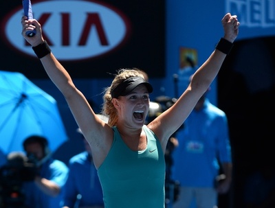 19歳のブシャール、準々決勝で番狂わせ 全豪オープン