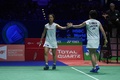 バドミントン、全英オープン、女子ダブルス準決勝。試合に臨む福島由紀/廣田彩花組（2020年3月14日撮影）。 (c)Oli SCARFF / AFP