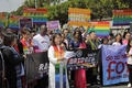 台北で行われた性的少数者（LGBT）のパレードの参加者（2018年10月27日撮影）。(c)Daniel Shih / AFP