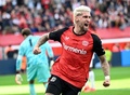 24-25ドイツ・ブンデスリーガ1部第7節、バイヤー・レバークーゼン対フランクフルト。得点を喜ぶバイヤー・レバークーゼンのロベルト・アンドリッヒ（2024年10月19日撮影）。(c)INA FASSBENDER/ AFP