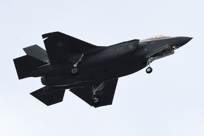 最新鋭ステルス機F35が初の展示飛行、自衛隊観閲式