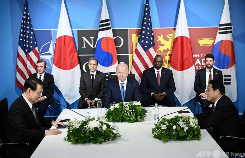 米、日韓防衛の関与「揺るぎない」と強調 3か国首脳会談で