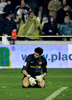 写真は、ゴールを許してうなだれるバルセロナのGKビクトル・バルデス（%%Victor Valdes%%）。(c)AFP/JAIME REINA