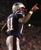 第1Qにタッチダウンレシーブを決め歓喜するペイトリオッツのWRランディ・モス（%%Randy Moss%%）。(c)AFP/Getty Images Jim Rogash
