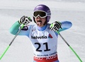 アルペンスキー世界選手権2015、女子滑降。滑走を終えたティナ・マゼ（2015年2月6日撮影）。(c)AFP/MARK RALSTON