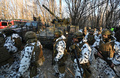 ウクライナ北部プリピャチで行われた軍事訓練（2022年2月4日撮影）。(c)Sergei Supinsky / AFP