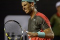 テニス、リオ・オープン（Rio Open presented by Claro hdtv 2014）男子シングルス準決勝。試合中、顔をしかめるラファエル・ナダル（Rafael Nadal、2014年2月22日撮影）。(c)AFP/YASUYOSHI CHIBA