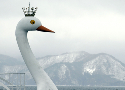 渡り鳥が飛来する冬の猪苗代湖