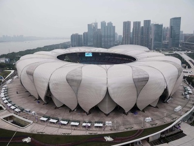 「大小のハスの花」 驚くほど美しい杭州アジア大会の会場