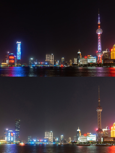 温暖化を考えよう！ 上海バンド対岸のランドマーク的建物が消灯 中国