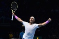 男子テニス、ATPワールドツアー・ファイナルズ6日目。勝利を喜ぶラファエル・ナダル（2019年11月15日撮影）。(c)Glyn KIRK / AFP