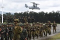米海兵隊の輸送機MV22オスプレイ。フィリピン・サンバレス州サンアントニオで米海兵隊の協力を得て行われた豪比合同軍事演習で（2023年8月25日撮影、資料写真）。(c)TED ALJIBE / AFP