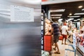 南アフリカ・ダーバン郊外にあるスーパーマーケットの店内の「モノリス」に張られた紙（2020年12月19日撮影）。(c)RAJESH JANTILAL / AFP