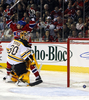 オーバータイムに決勝点が決まり歓喜するカナディアンズのトマス・プレカニツ（%%Tomas Plekanec%%）。(c)AFP/Getty Images/Dave Sandford