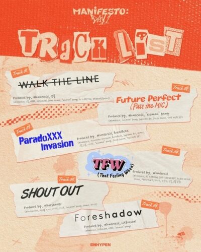 ENHYPEN、3rdミニアルバム『MANIFESTO：DAY 1』トラックリスト公開 – KOREA WAVE