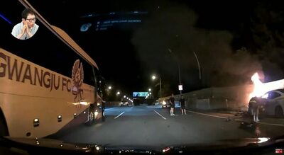 韓国プロサッカー選手が炎上車から運転手救出…遠征帰りに事故現場遭遇