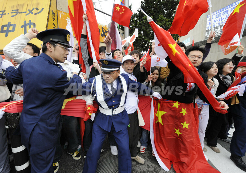 長野聖火リレーで妨害行為