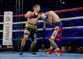 ボクシング、WBO世界スーパーフライ級タイトルマッチ。アントニオ・ニエベス（右）にパンチを打ち込む井上尚弥（2017年9月9日撮影）。(c)AFP/Getty Images/Jeff Gross