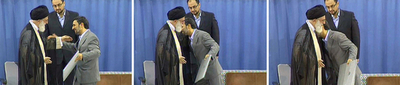 イラン大統領承認式典、ハメネイ師が大統領のキスを断る？