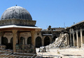 ユネスコの世界遺産にも指定されたシリア北部アレッポの旧市街で、破壊されたウマイヤド・モスクのミナレット（2013年4月25日撮影）。(c)AFP/JALAL AL-HALABI