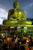タイ南部ナラティワット（Narathiwat）県で、釈迦（しゃか）の生誕を祝い仏像にお参りする人々（2008年5月19日撮影）。(c)AFP/Madaree TOHLALA