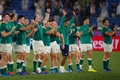 ラグビーW杯日本大会・プールA、アイルランド対スコットランド。勝利を喜ぶアイルランドの選手（2019年9月22日撮影）。(c)Odd ANDERSEN / AFP