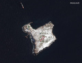 黒海に浮かぶウクライナ・ズミイヌイ島（スネーク島）。マクサー・テクノロジーズ提供（2022年3月13日撮影、同14日公開）。(c)AFP PHOTO / Satellite image ©︎2022 Maxar Technologies