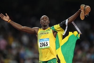 ボルト 世界記録で金メダル 陸上・男子100メートル