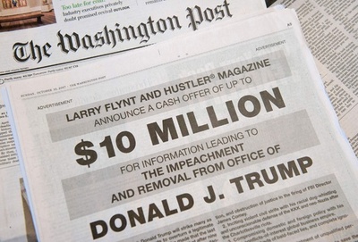 トランプ大統領「追放」ネタに賞金11億円、米男性誌創刊者が新聞広告