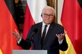 ポーランドの首都ワルシャワで記者会見するドイツのフランクワルター・シュタインマイヤー大統領（2022年4月12日撮影）。(c)JANEK SKARZYNSKI / AFP