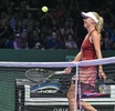 女子テニス、WTAツアー選手権（BNP Paribas WTA Championships - Singapore 2014）4日目。試合に臨むカロリーネ・ボズニアツキ（Caroline Wozniacki、2014年10月23日撮影）。(c)AFP/ROSLAN RAHMAN