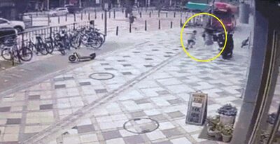 韓国・「一瞬の神判断」猛スピードで歩道に突っ込むバスから我が子を救った母親の凄まじい瞬発