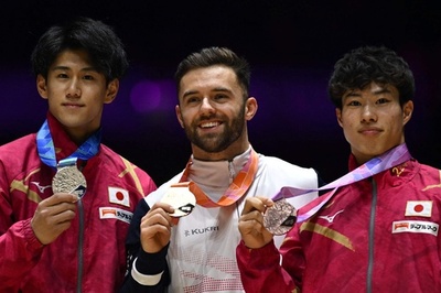 橋本大輝が銀メダル、土井陵輔は銅 世界体操ゆか