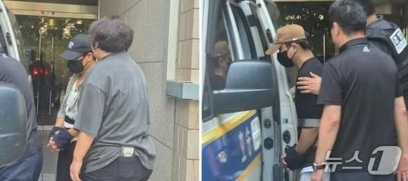 殺人未遂などの容疑で拘束され、令状実質審査を受けた50代女性（左）とその共犯とされる義理の息子(c)news1