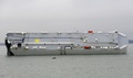 英南部サウサンプトン（Southampton）沖で座礁した自動車運搬船「ホーグ・オーサカ（Hoegh Osaka）号」（2015年1月4日撮影）。(c)AFP/MALCOM WELLS