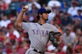 14MLB、ロサンゼルス・エンゼルス・オブ・アナハイム（Los Angeles Angels of Anaheim）対テキサス・レンジャーズ（Texas Rangers）。先発登板するテキサス・レンジャーズのダルビッシュ有（Yu Darvish、2014年6月22日撮影）。(c)AFP/Getty Images/Lisa Blumenfeld