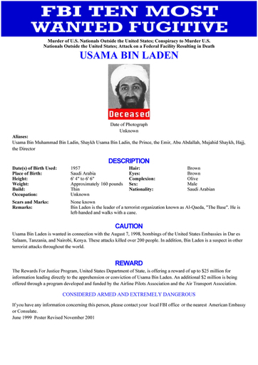 ビンラディン容疑者の遺体写真、一部の米議員に公開