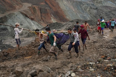 ミャンマーのヒスイ鉱山で地滑り、162人死亡