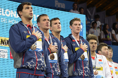 米国が男子4x200mリレーで金、第15回世界水泳